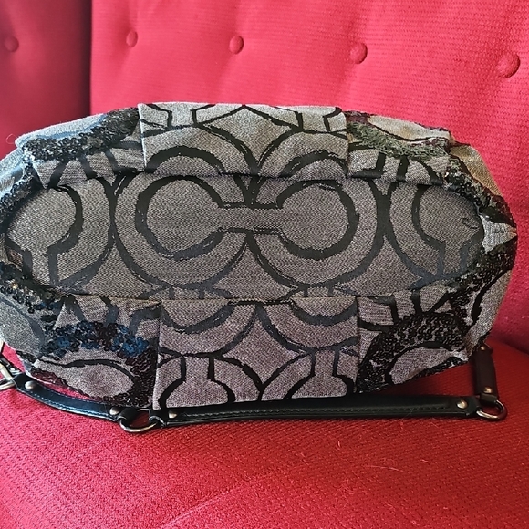 COACH 2010 MADISON SOPHIA LEATHER LUREX SEQUIN LARGE SATCHEL BAG TOTE Like New! - Picture 9 of 12